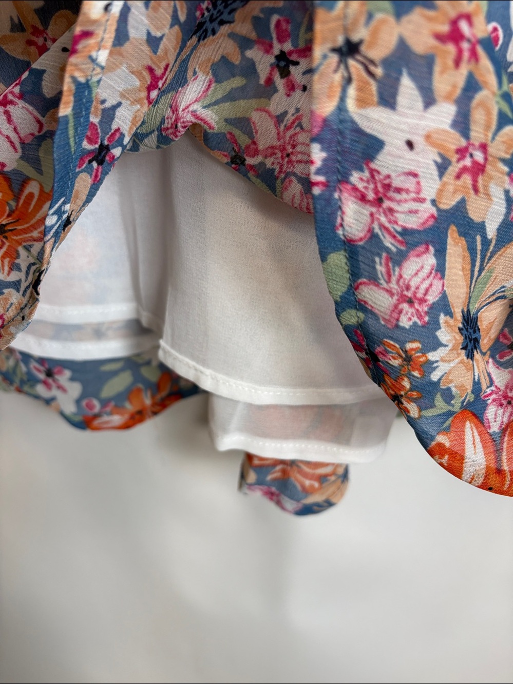 Orange and Blue Floral Long Sleeve Relaxed Blouse - Picture 10 of 13